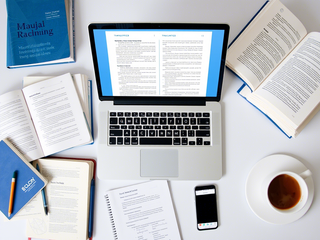 Freelance translator workspace with bilingual text comparison