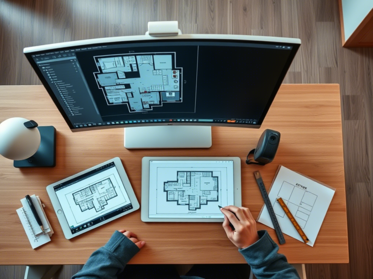 Professional AutoCAD architectural drawing on computer screen