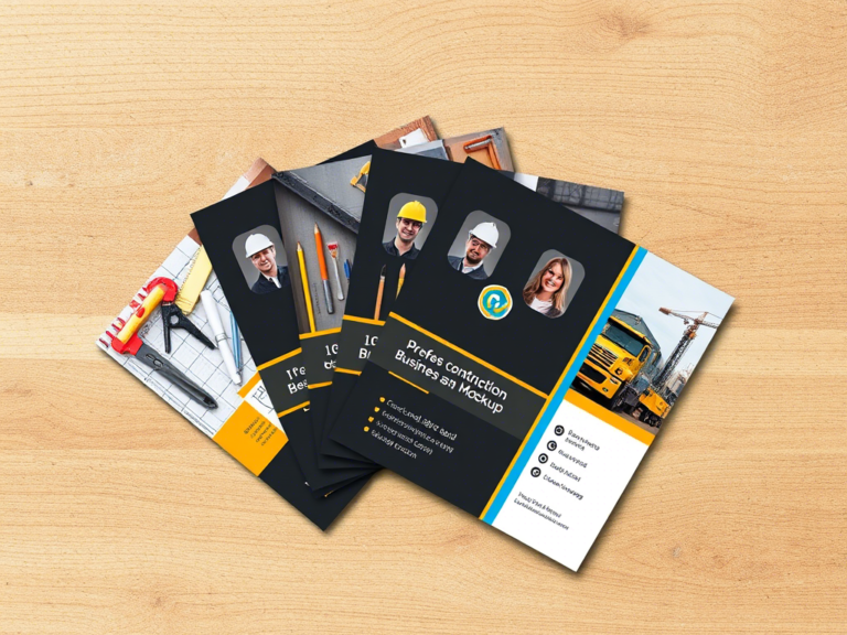 Professional construction business card design examples and mockups for construction companies